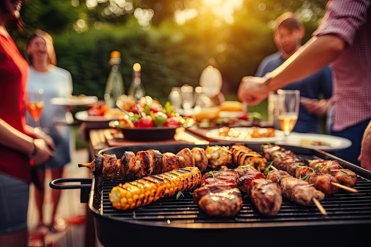 Outdoor grilling and barbecue setup